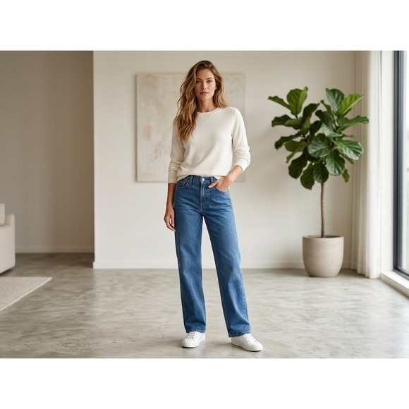 Universal Thread Denim - Universal Thread Straight High Rise Button Fly Jeans Blue Capsule Wardrobe 4